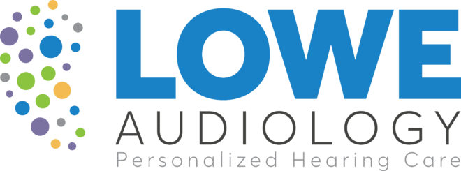 Lowe Audiology's horizontal logo in RGB color scheme in Fort Wayne, IN